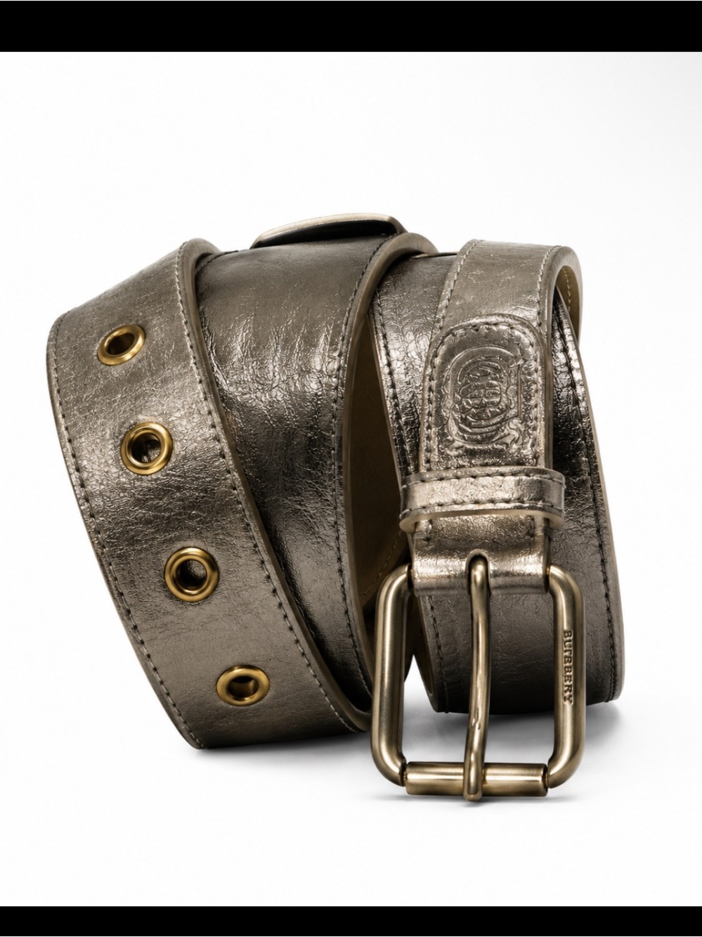 Burberry Metallic Belt London 36 90 made Italy leather